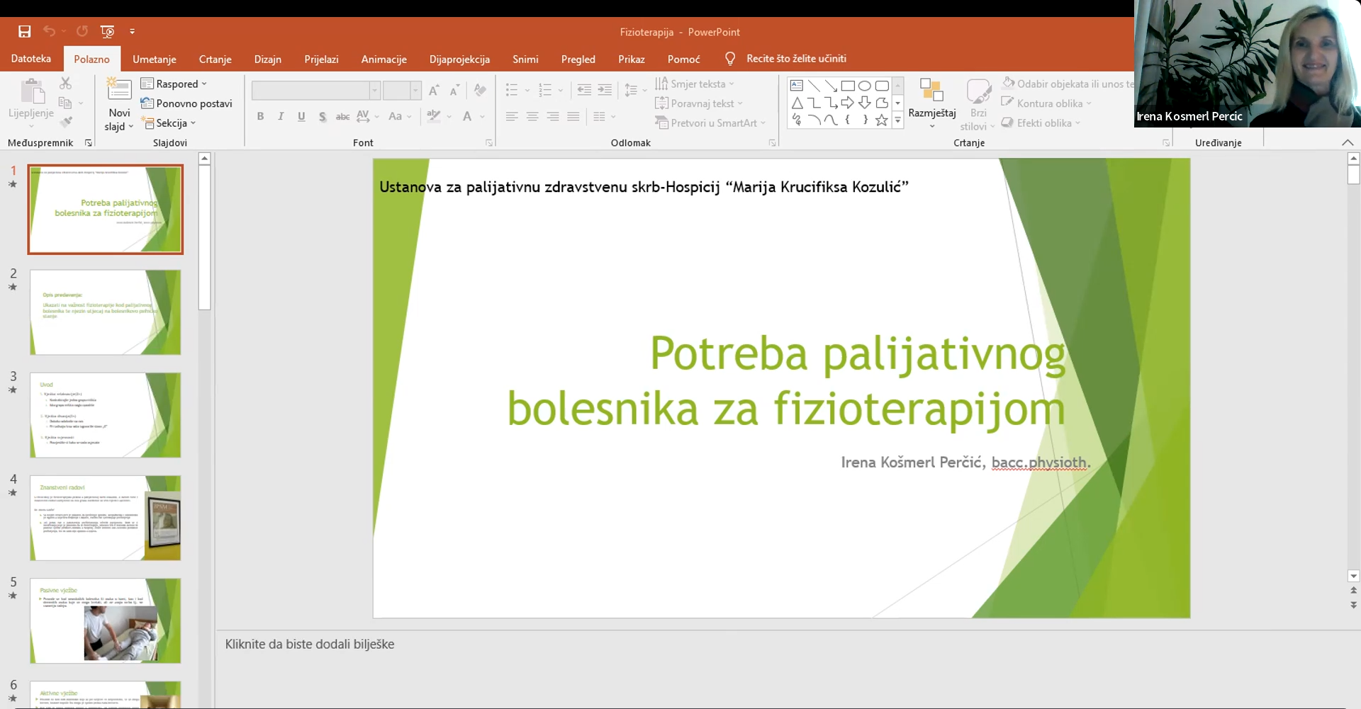 Irena Košmerl Perčić Multidisciplinarni pristup u palijativnoj skrbi